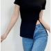 8Pure Color Side Slit Fitted Short Sleeve T-Shirt