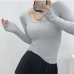 12Pure U Neck Long Sleeve Bodycon T Shirt