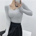 14Pure U Neck Long Sleeve Bodycon T Shirt