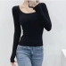 6Pure U Neck Long Sleeve Bodycon T Shirt