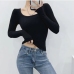 8Pure U Neck Long Sleeve Bodycon T Shirt