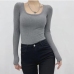 11Pure U Neck Long Sleeve Bodycon T Shirt