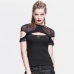 1Rivets Lace  Cut Out Black Sexy Ladies Tops