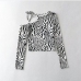 4Sexy Animal Pattern One Shoulder Long Sleeve Top