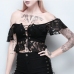 3Sexy Black Lace Off Shoulder Short Sleeve Tops