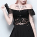 4Sexy Black Lace Off Shoulder Short Sleeve Tops