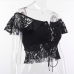 7Sexy Black Lace Off Shoulder Short Sleeve Tops