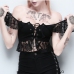 1Sexy Black Lace Off Shoulder Short Sleeve Tops