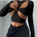 4Sexy Hollowed 2 Pieces Long Sleeve Tops Women
