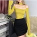 10Sexy Solid Off Shoulder Long Sleeve Top