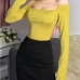 1Sexy Solid Off Shoulder Long Sleeve Top