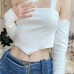 1Sexy Solid One Shoulder Irregular Cropped Top