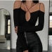 1Sexy V Neck Cold Shoulder T Shirt