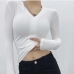 4Sexy V Neck Solid Long Sleeve T Shirt