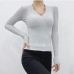 5Sexy V Neck Solid Long Sleeve T Shirt