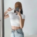 19Solid Backless Crew Neck Short Sleeve Top