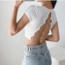 20Solid Backless Crew Neck Short Sleeve Top