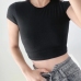 21Solid Backless Crew Neck Short Sleeve Top