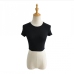 7Solid Backless Crew Neck Short Sleeve Top