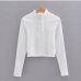 10Solid Button Up High Neck Long Sleeve T-Shirts