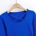 4Solid Color Cross Neck Long Sleeve T-Shirt