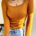 14Solid Color Ruched Long Sleeve Slim Top