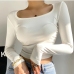 16Solid Color Ruched Long Sleeve Slim Top