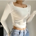 18Solid Color Ruched Long Sleeve Slim Top
