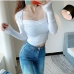 6Solid Color Slim Long Sleeve Tees For Women