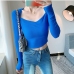 1Solid Color Slim Long Sleeve Tees For Women