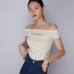 8Solid Hollow Out Off Shoulder Ladies Tops