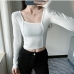 4Solid Inclined Shoulder Long Sleeve Tee For Women