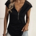 23Solid Lace Patched Zipper Short Sleeve Tees