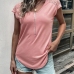 27Solid Lace Patched Zipper Short Sleeve Tees