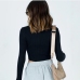 8Solid Long Sleeve Fitted Cropped Tops