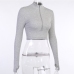 9Solid Long Sleeve Fitted Cropped Tops