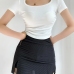 16Solid Side Ruched Short Sleeve Slim Cropped Top