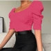 6Spring Casual Square Neck Puff Sleeve Top