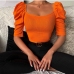 8Spring Casual Square Neck Puff Sleeve Top