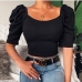 10Spring Casual Square Neck Puff Sleeve Top