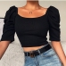 11Spring Casual Square Neck Puff Sleeve Top