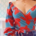 4Spring Printed V Neck Long Sleeve Top