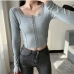 4Square Neck Full Sleeve Crop T Shirt Womens