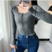 1Square Neck Full Sleeve Crop T Shirt Womens