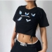 3Street Butterfly Print Drawstring Cropped T Shirt