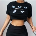 1Street Butterfly Print Drawstring Cropped T Shirt