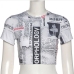 9Street Wear Newspaper Print Short Sleeve Tees