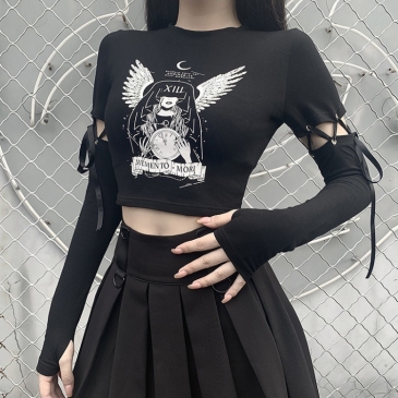Streetwear Black Printed Removable Sleeves T-Shirt