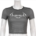 4Striped Cropped Ladies Crew Neck t Shirt