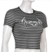 5Striped Cropped Ladies Crew Neck t Shirt